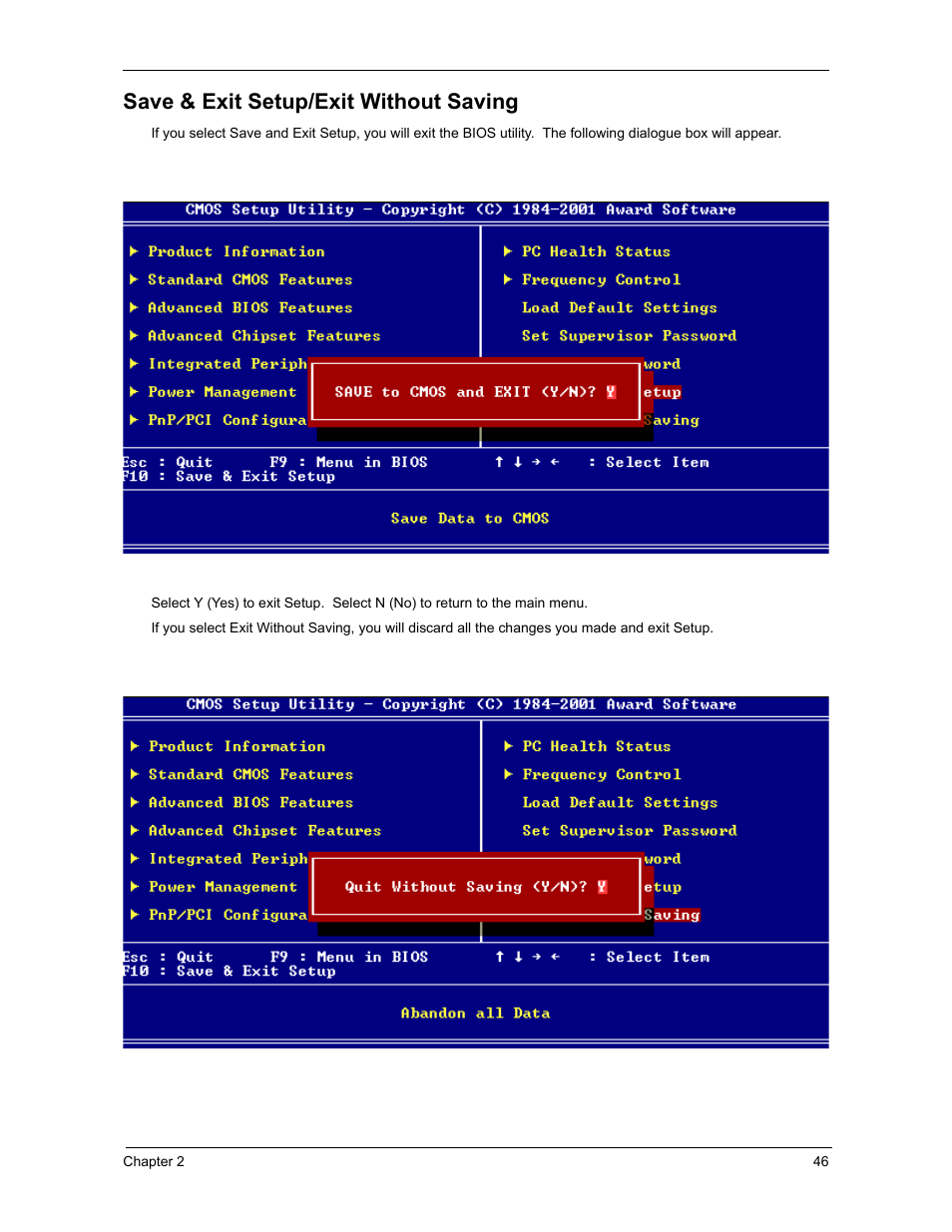 Save & exit setup/exit without saving | Acer 3300S User Manual | Page 52 / 114