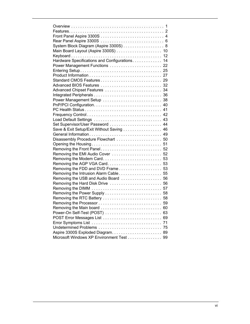 Acer 3300S User Manual | Page 6 / 114