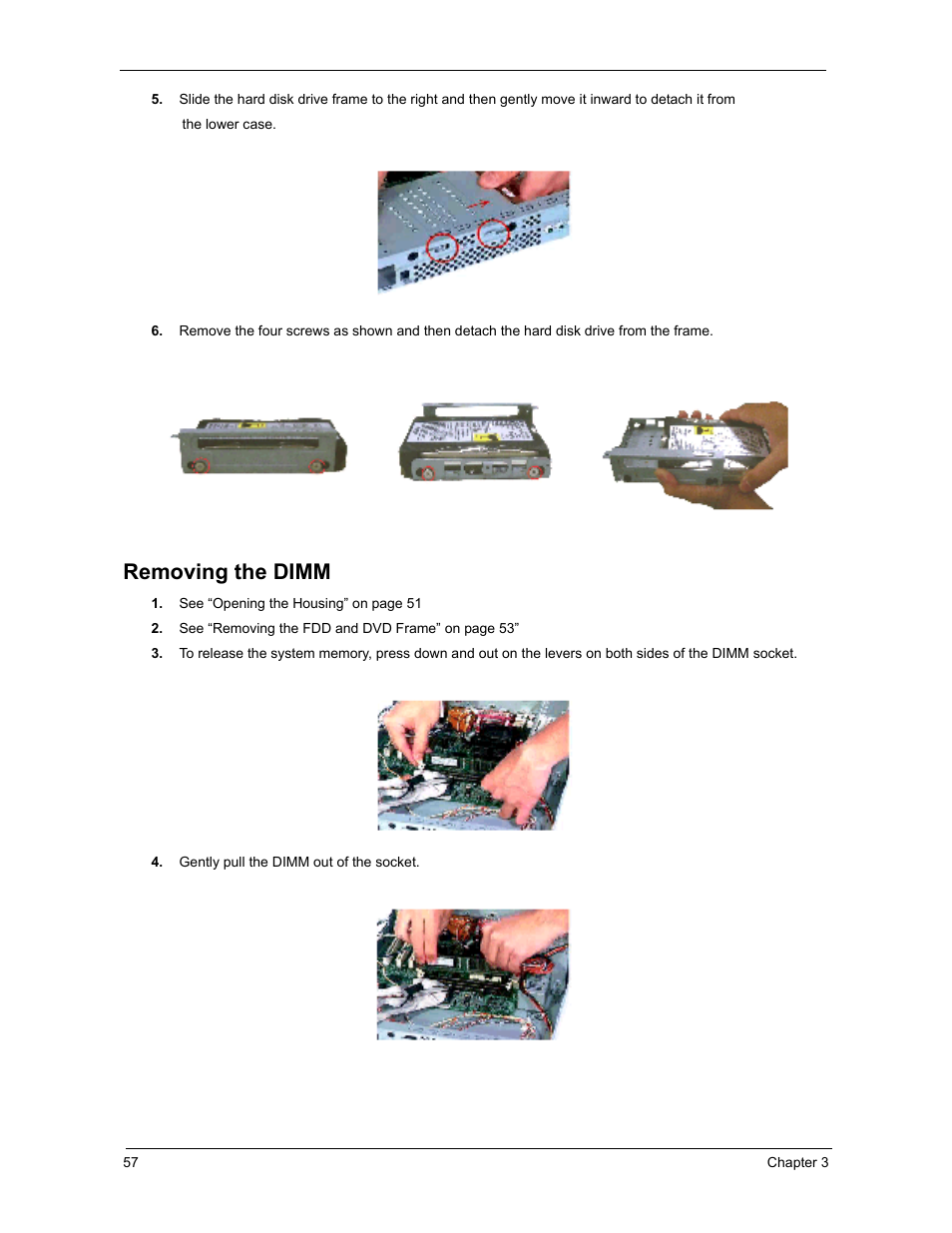 Removing the dimm | Acer 3300S User Manual | Page 63 / 114