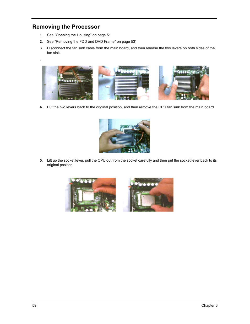 Removing the processor | Acer 3300S User Manual | Page 65 / 114