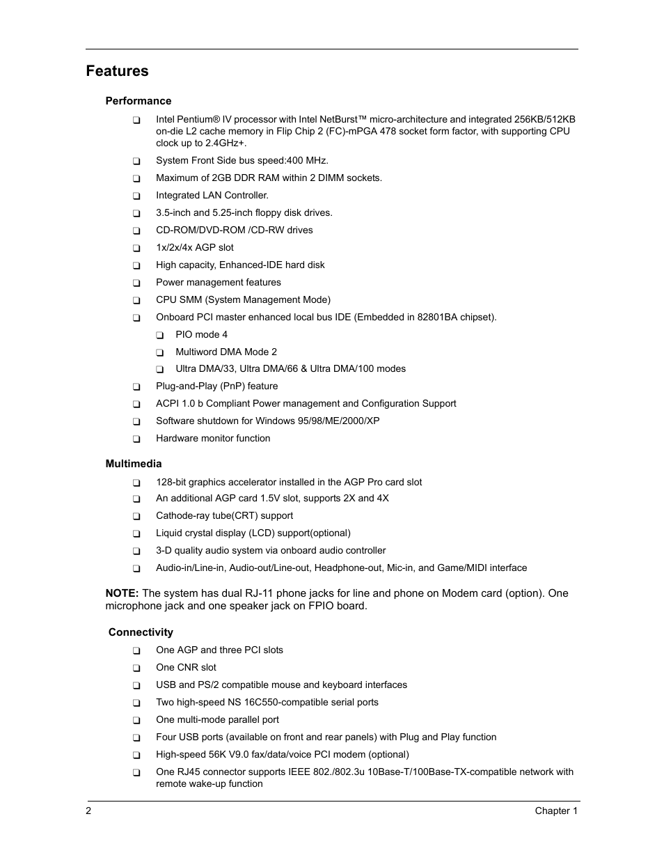 Features | Acer 3300S User Manual | Page 8 / 114