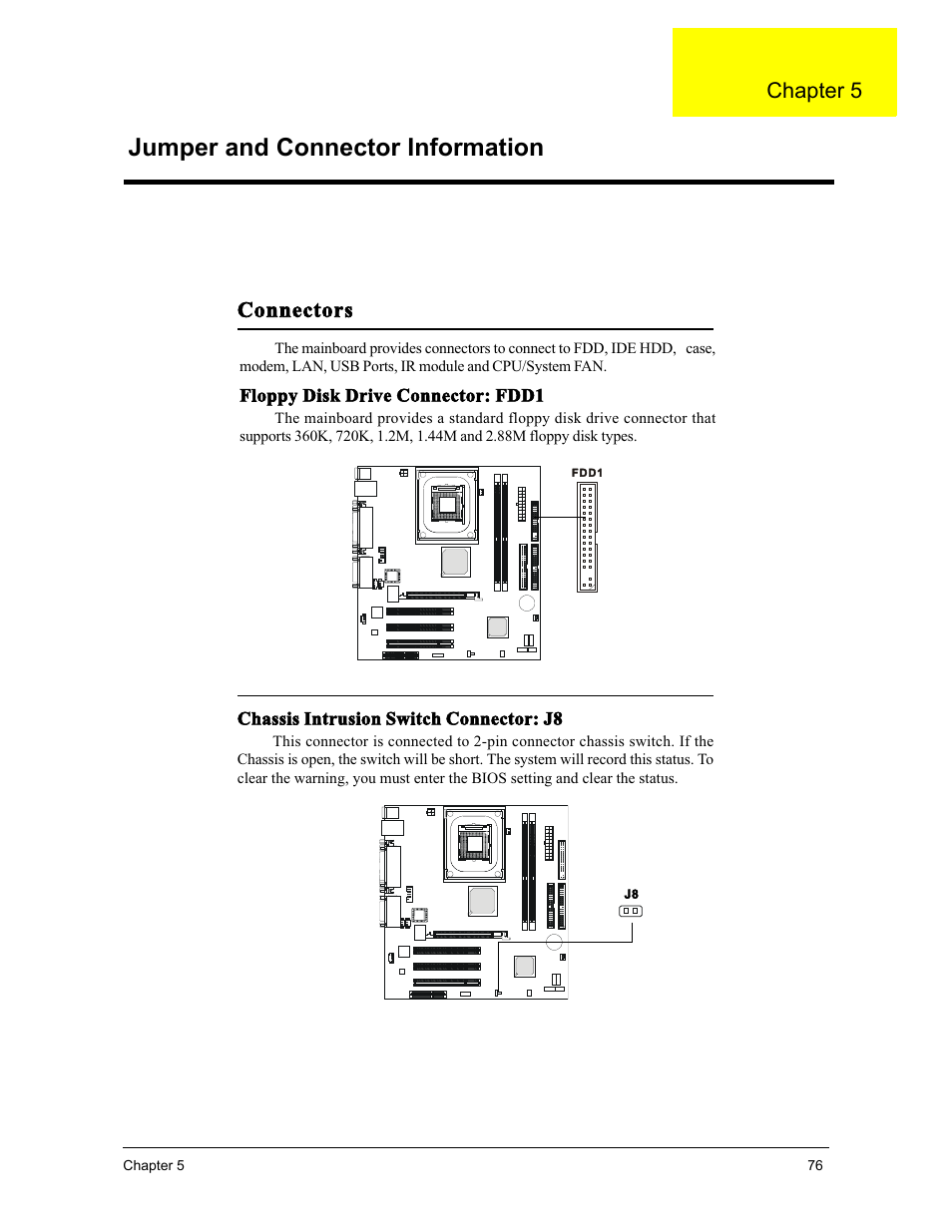 Jumper and connector information, Connectors, Chapter 5 | Acer 3300S User Manual | Page 82 / 114