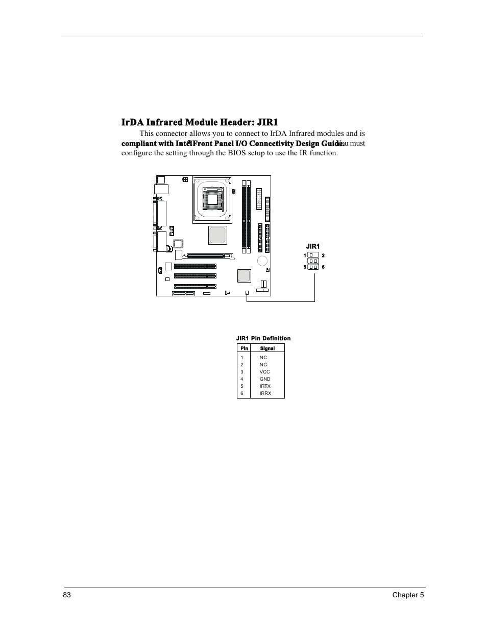 Irda infrared module header: jir1 | Acer 3300S User Manual | Page 89 / 114
