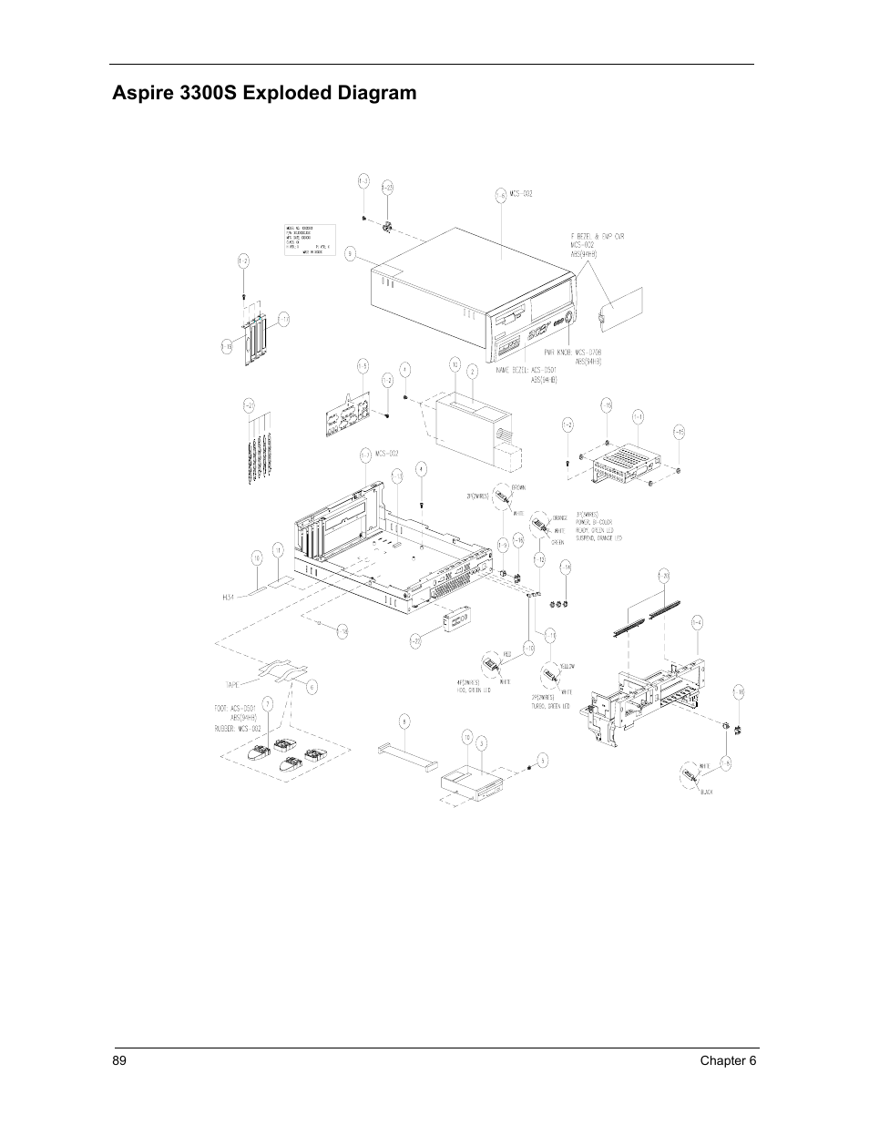 Aspire 3300s exploded diagram | Acer 3300S User Manual | Page 95 / 114