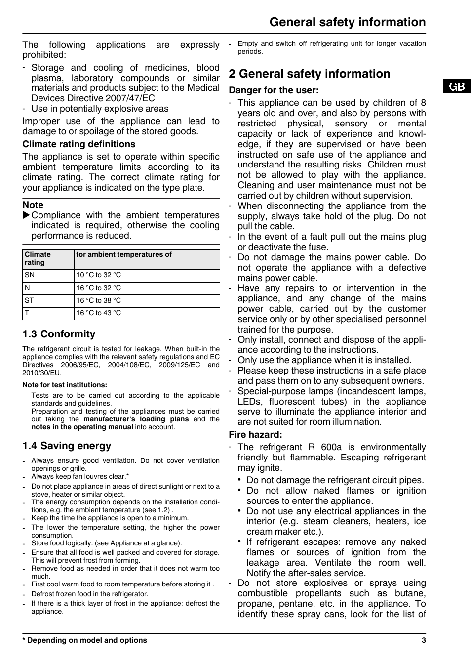3conformity, 4saving energy, 2general safety information | 2 general safety information, General safety information | Liebherr ICP 3314 Comfort User Manual | Page 3 / 12