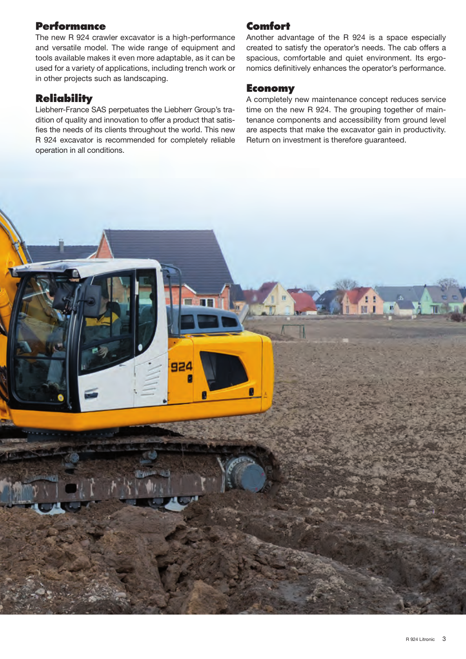 Comfort, Economy, Performance | Reliability | Liebherr R 924 User Manual | Page 3 / 32
