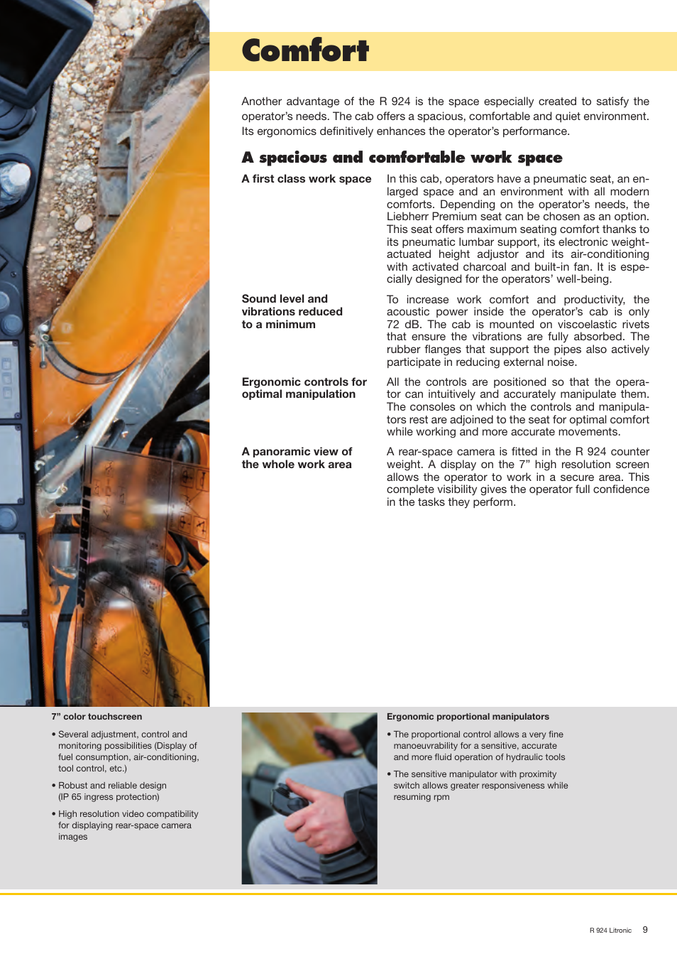 Comfort, A spacious and comfortable work space | Liebherr R 924 User Manual | Page 9 / 32