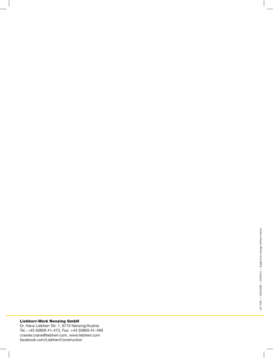 Liebherr LR 1160 User Manual | Page 36 / 36