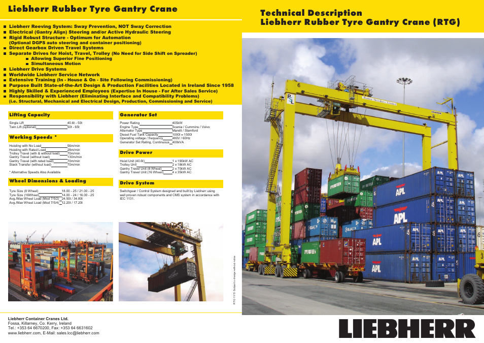 Liebherr Rubber tyre gantry cranes (RTG) User Manual | 4 pages