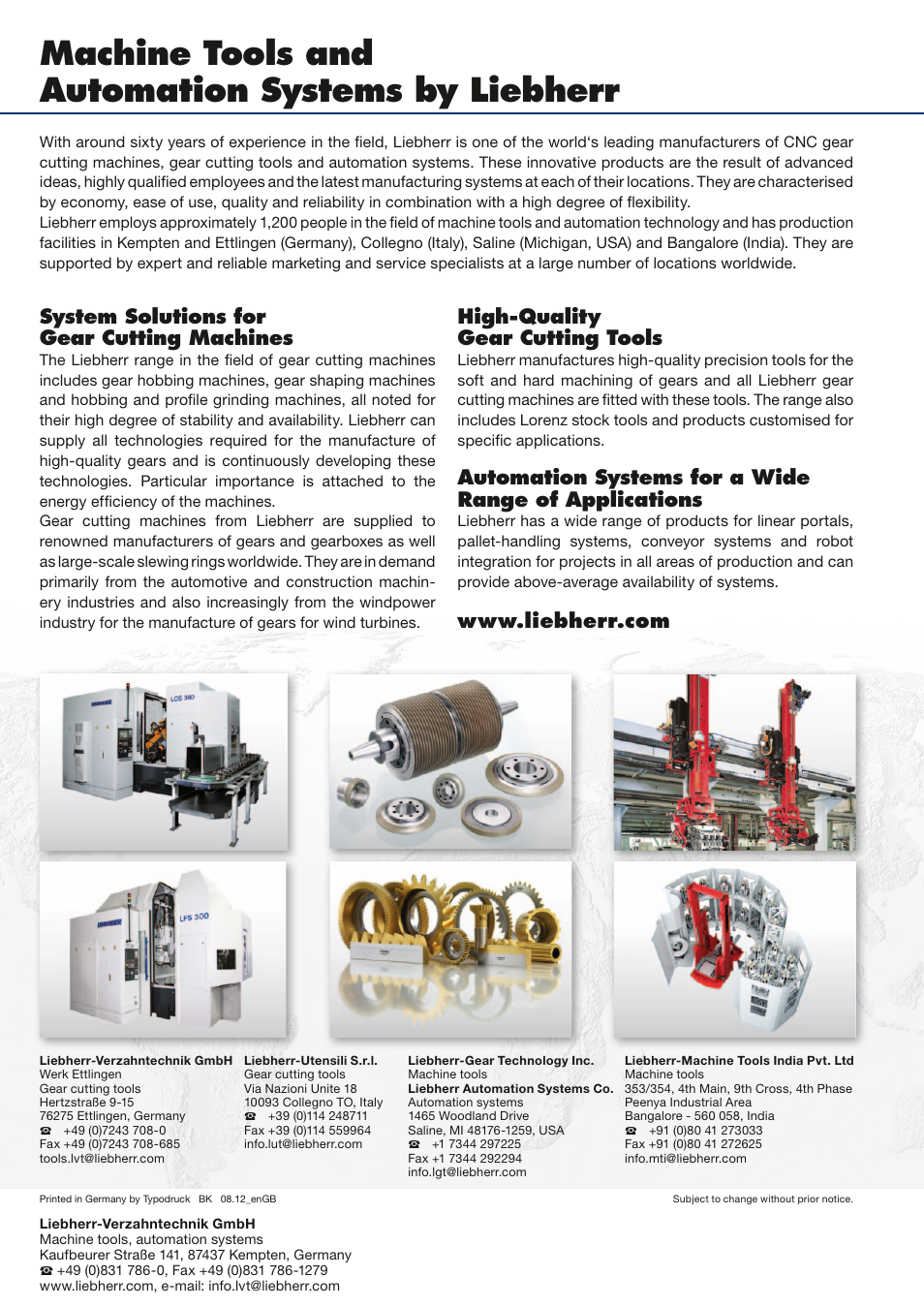 Machine tools and automation systems by liebherr, High-quality gear cutting tools | Liebherr Bin Picking User Manual | Page 4 / 4