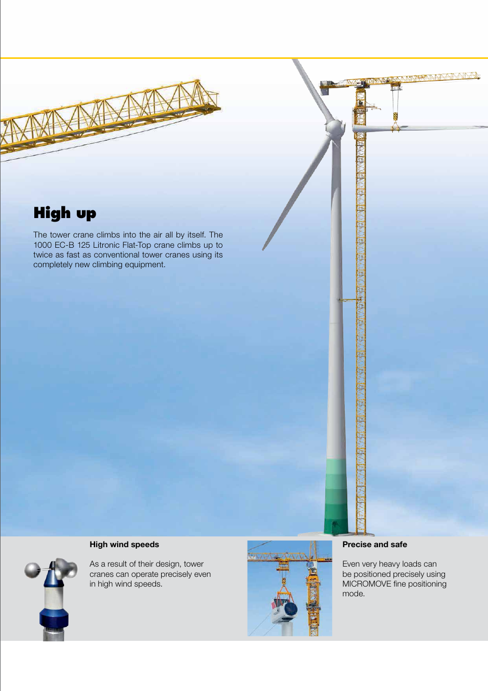 Your solution, Wind turbines, Tower cranes for wind turbines | Ask us, Tower crane solutions, Tower cranes for use on wind turbines, High up, Technical data | Liebherr 1000 EC-B 125 Litronic User Manual | Page 3 / 7