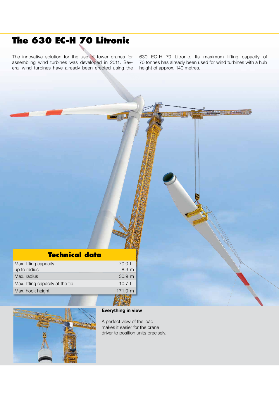 Tower cranes for wind turbines, Technical data | Liebherr 1000 EC-B 125 Litronic User Manual | Page 5 / 7