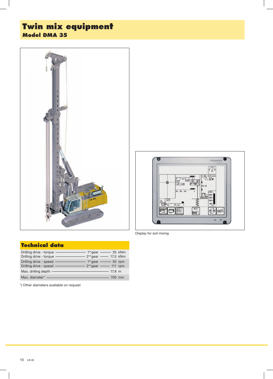 Twin mix equipmen, Model dma 35 technical data | Liebherr LB 28 User Manual | Page 10 / 12