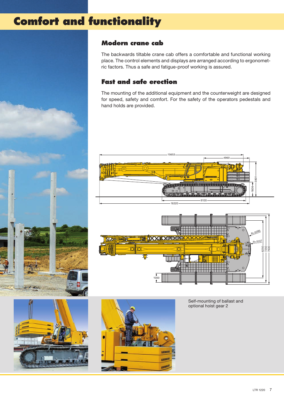 Comfort and functionality, Modern crane cab, Fast and safe erection | Liebherr LTR 1220 User Manual | Page 7 / 18