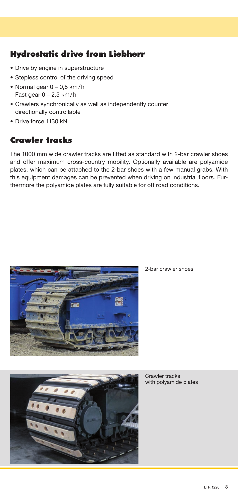 Hydrostatic drive from liebherr, Crawler tracks | Liebherr LTR 1220 User Manual | Page 8 / 18