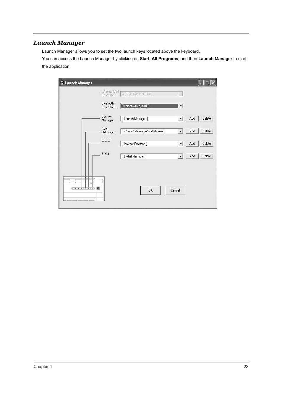 Launch manager | Acer 3510 User Manual | Page 30 / 125