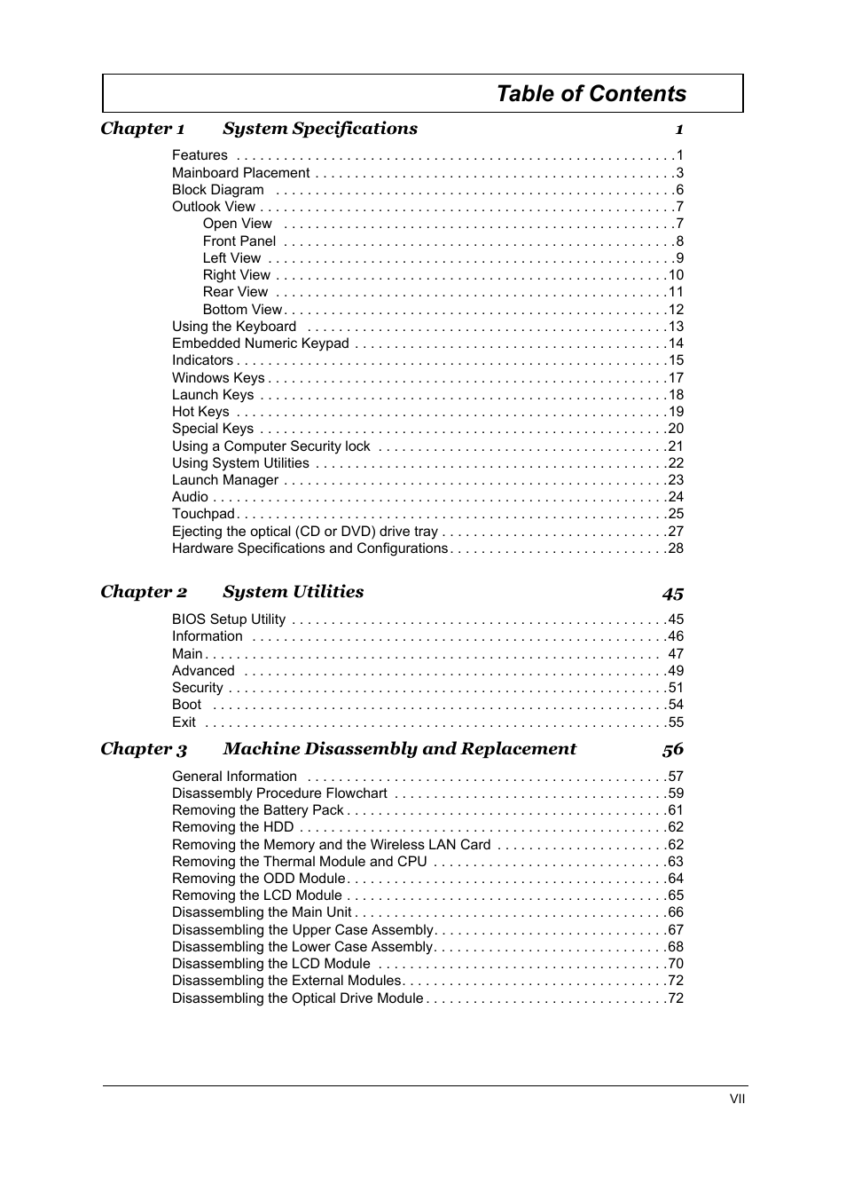 Acer 3510 User Manual | Page 6 / 125