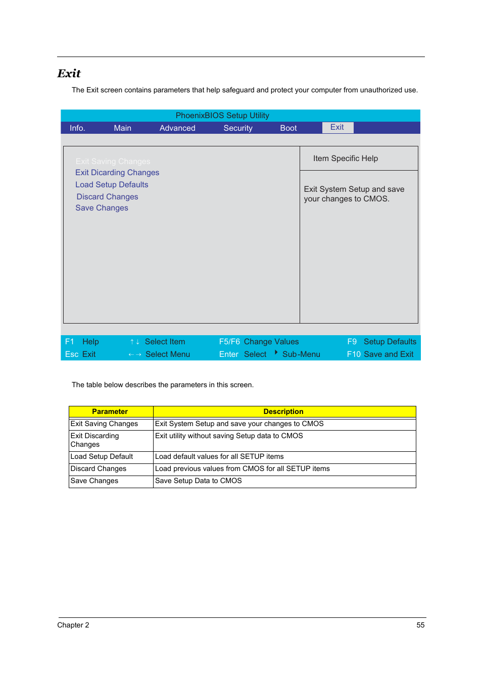 Exit | Acer 3510 User Manual | Page 62 / 125