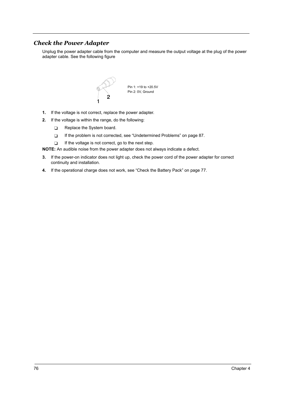 Check the power adapter | Acer 3510 User Manual | Page 83 / 125