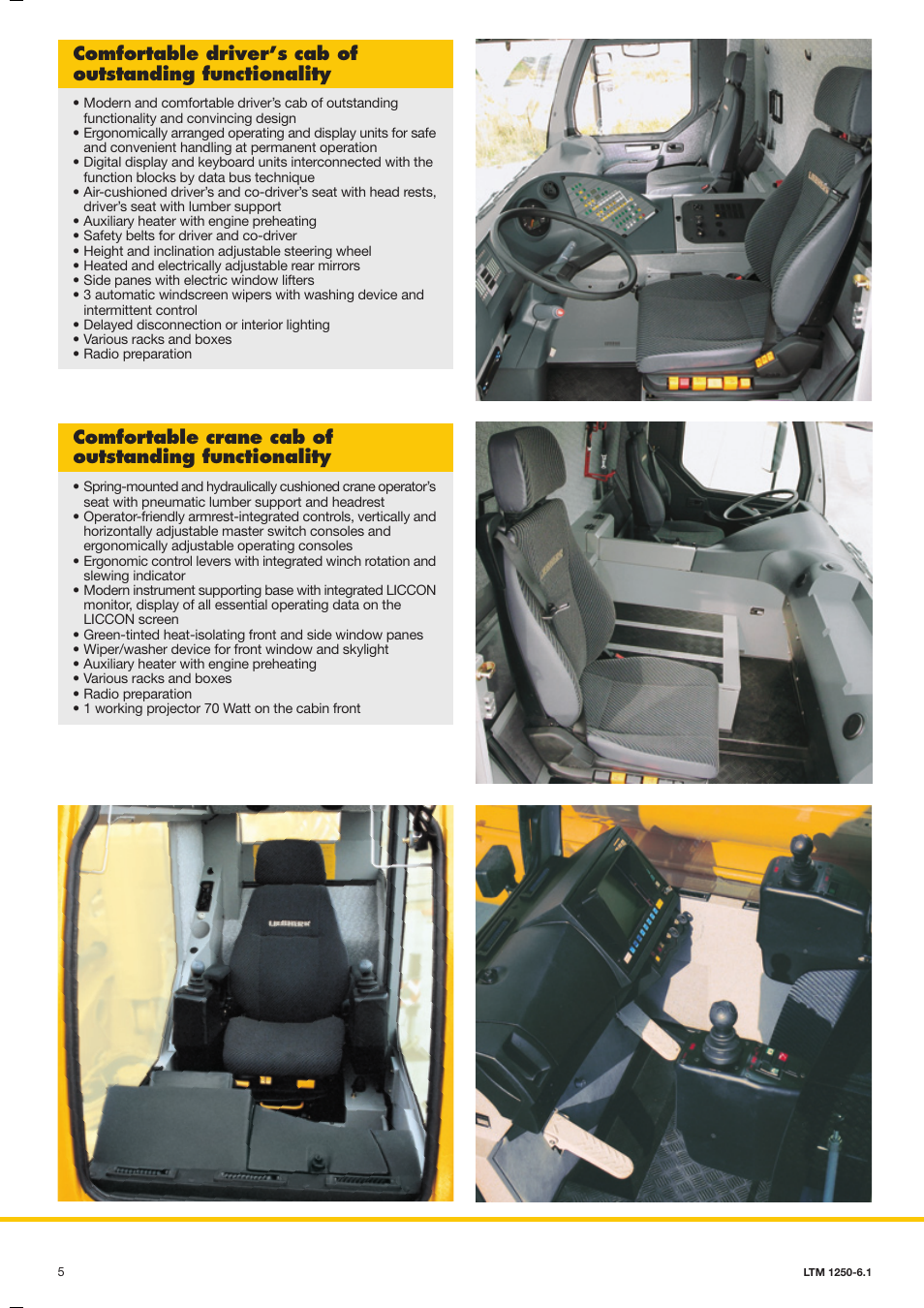 Comfortable crane cab of outstanding functionality, The liccon test system, The liccon work area limitation system | The liccon work planner | Liebherr LTM 1250-6.1 User Manual | Page 4 / 12