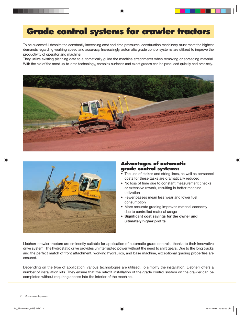 Grade control systems for crawler tractors, Advantages of automatic grade control systems | Liebherr PR 724 Litronic User Manual | Page 2 / 8