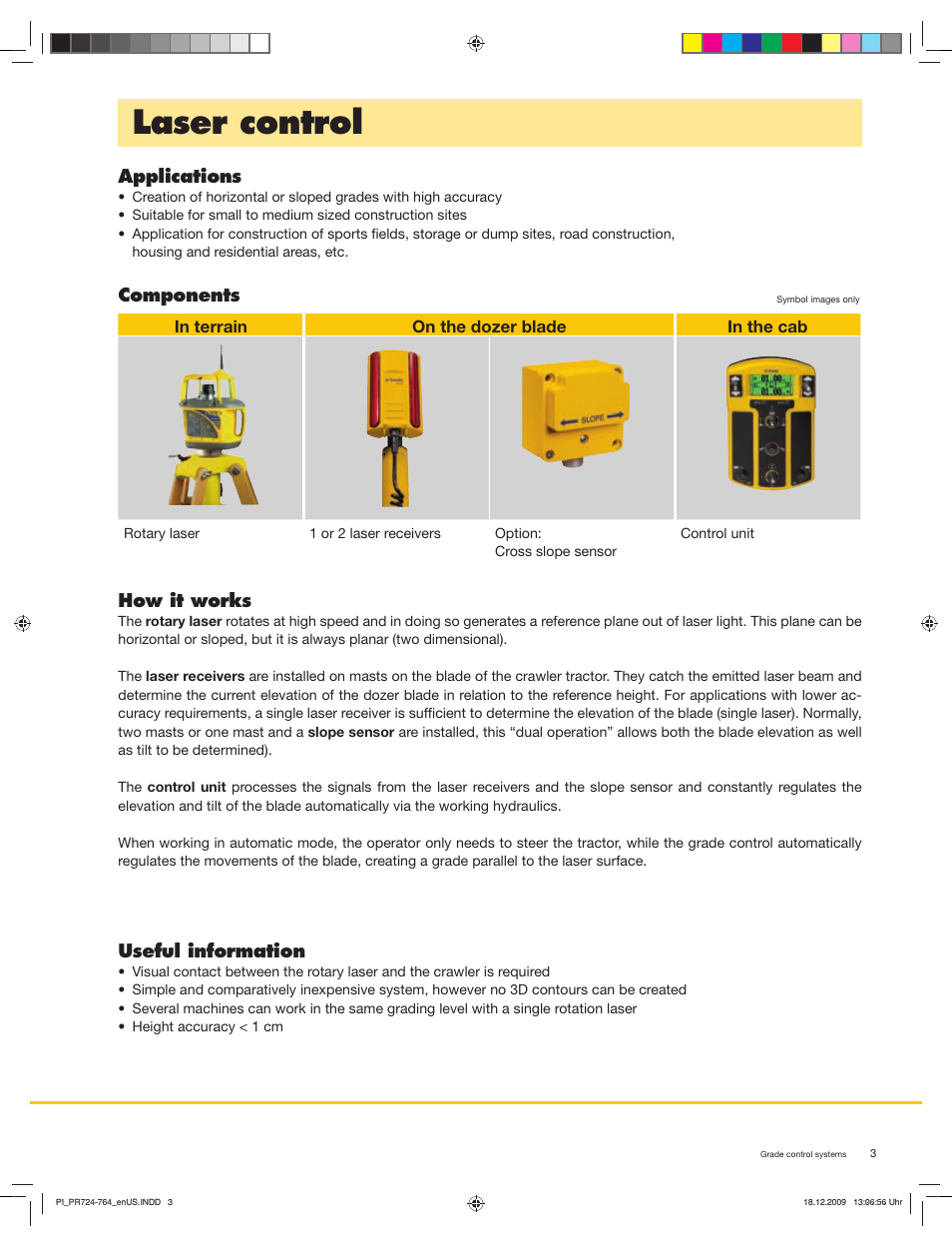Laser control, Applications, How it works | Useful information, Components | Liebherr PR 724 Litronic User Manual | Page 3 / 8
