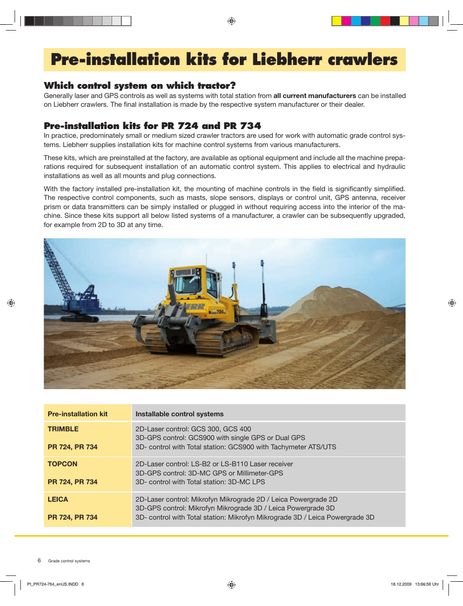 Pre-installation kits for liebherr crawlers, Which control system on which tractor | Liebherr PR 724 Litronic User Manual | Page 6 / 8