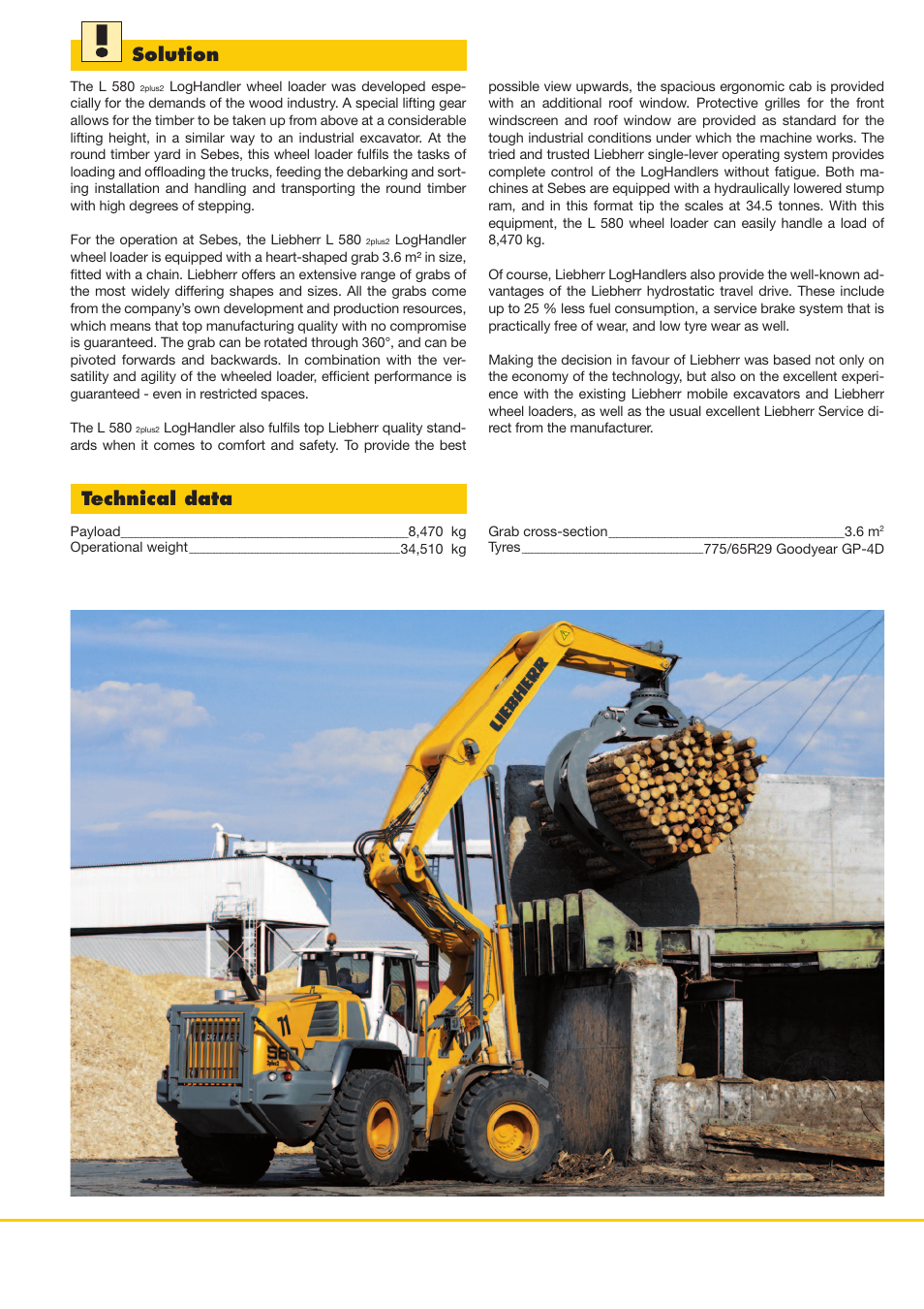 Solution, Technical data | Liebherr L 580 LogHandler User Manual | Page 3 / 4