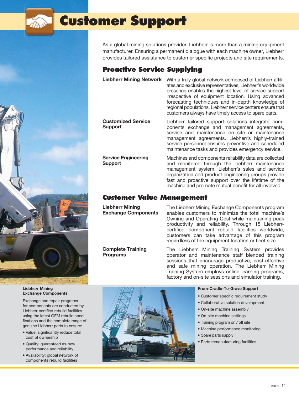 Customer support, Proactive service supplying, Customer value management | Liebherr R 9800 User Manual | Page 11 / 22