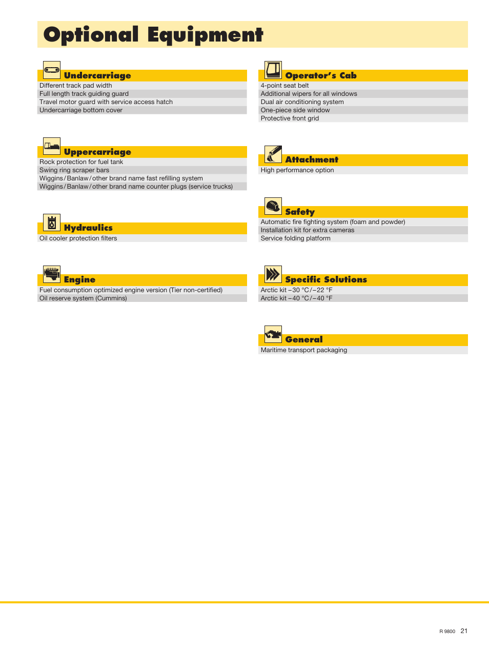 Optional equipment | Liebherr R 9800 User Manual | Page 21 / 22