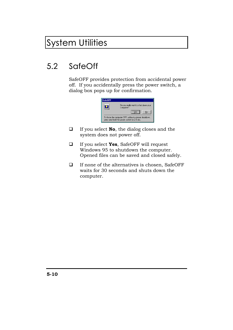 Safeoff, System utilities, 2 safeoff safeoff | Acer 365 Series User Manual | Page 103 / 138