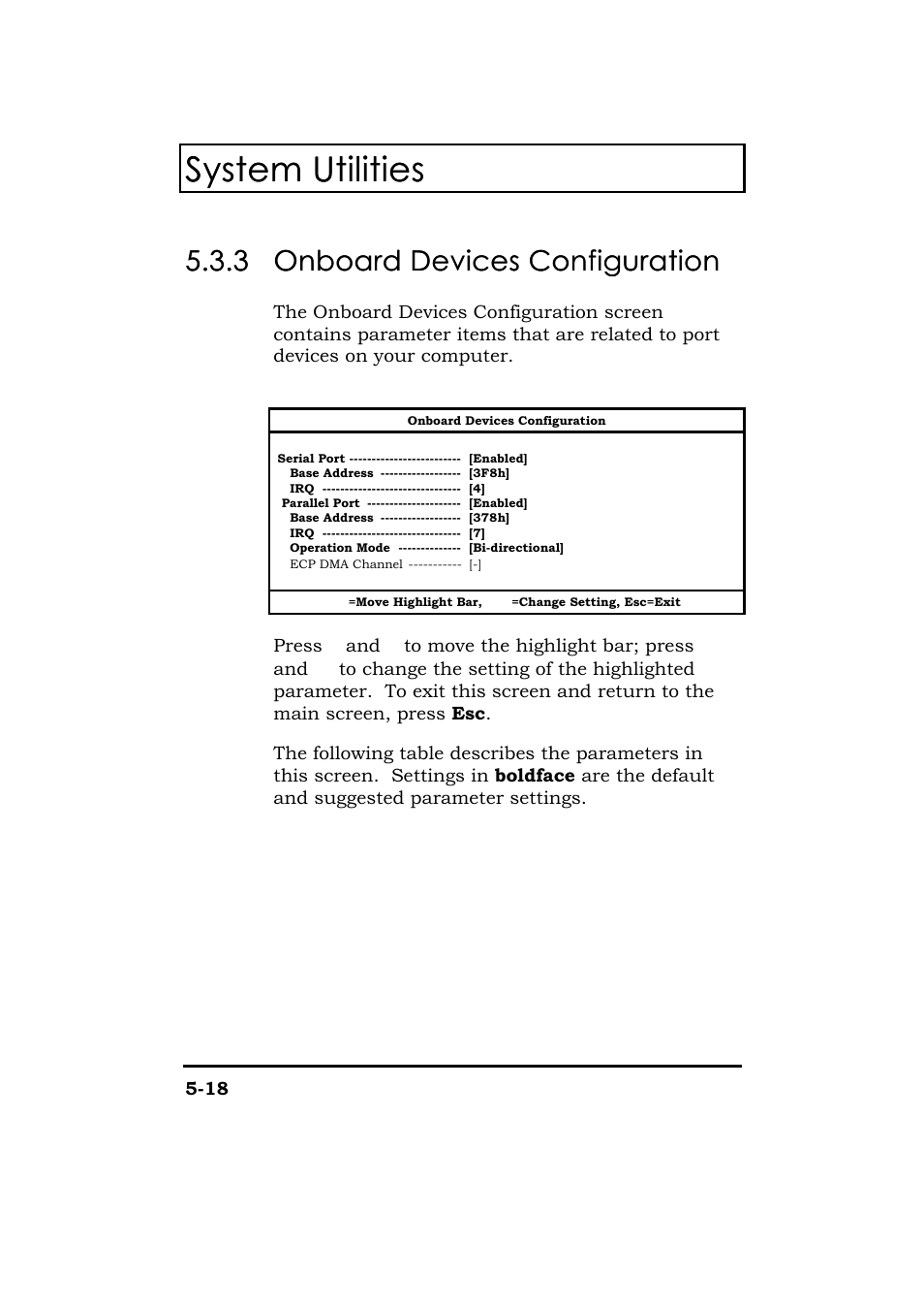 Onboard devices configuration, System utilities | Acer 365 Series User Manual | Page 111 / 138