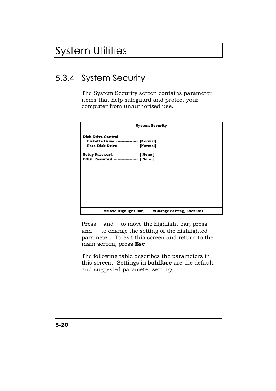 System security, System utilities, 4 5.3.4 system security system security | Acer 365 Series User Manual | Page 113 / 138