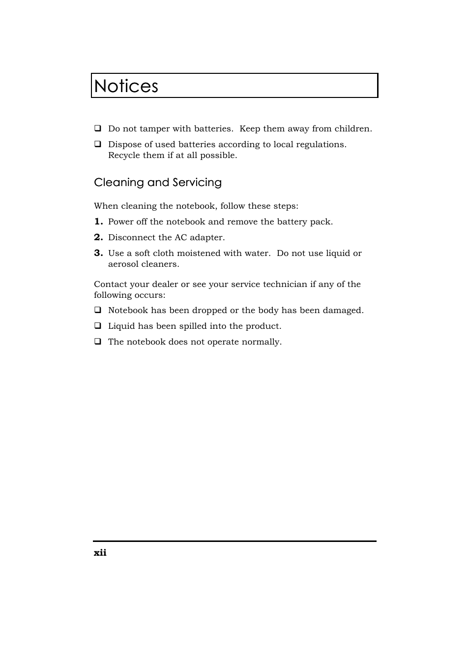 Notices | Acer 365 Series User Manual | Page 12 / 138