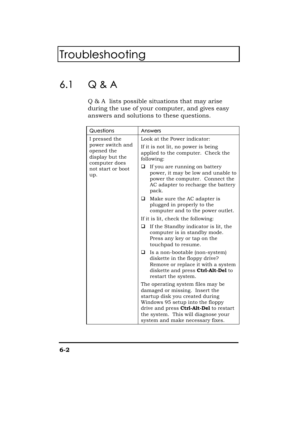 Q & a, Troubleshooting, 1 q & a q & a | Acer 365 Series User Manual | Page 121 / 138