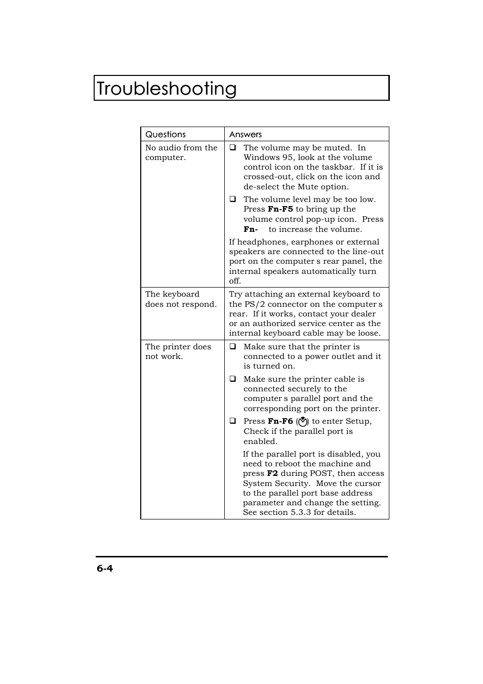 Troubleshooting | Acer 365 Series User Manual | Page 123 / 138