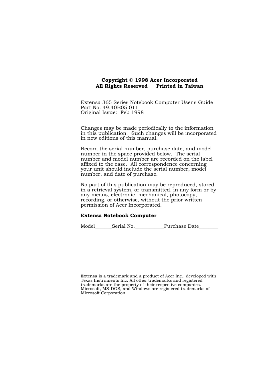 Copyright | Acer 365 Series User Manual | Page 2 / 138