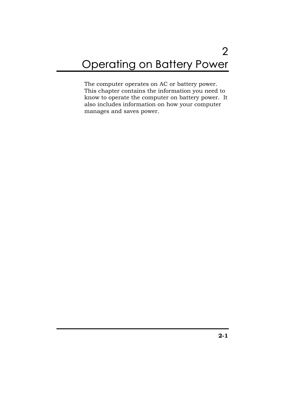 Chapter 2, Chapter 2 operating on battery power, Operating on battery power | Acer 365 Series User Manual | Page 50 / 138