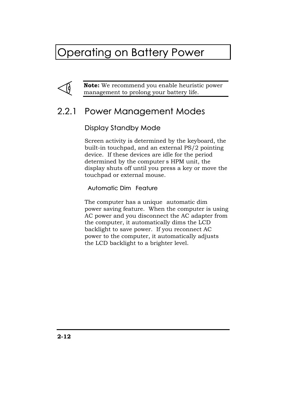 Operating on battery power | Acer 365 Series User Manual | Page 61 / 138