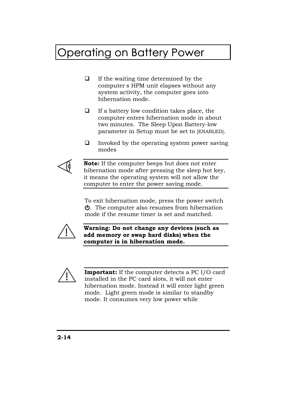 Operating on battery power | Acer 365 Series User Manual | Page 63 / 138