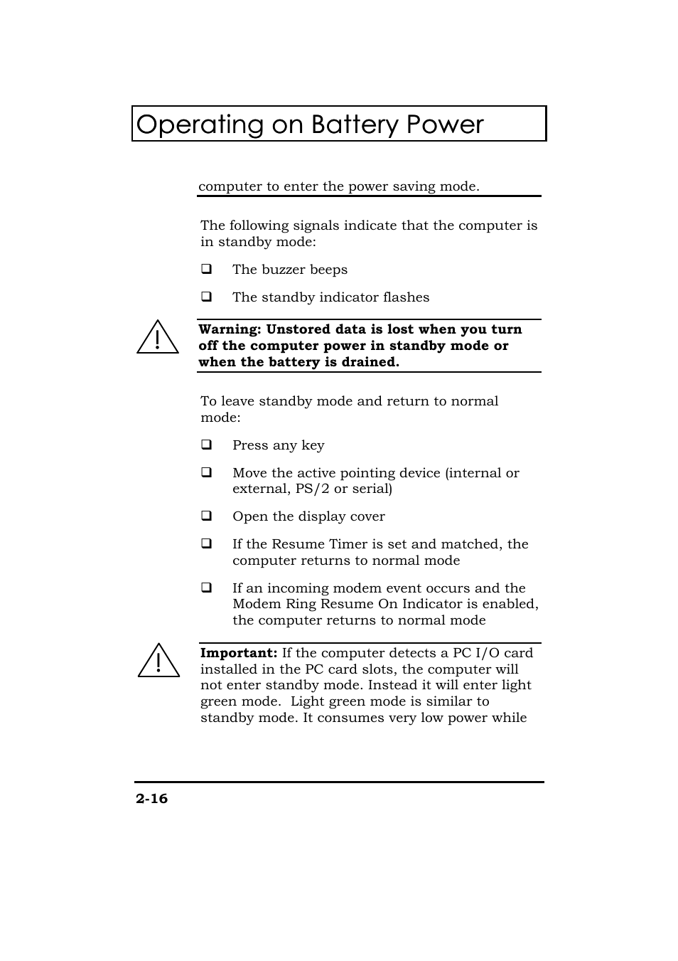 Operating on battery power | Acer 365 Series User Manual | Page 65 / 138