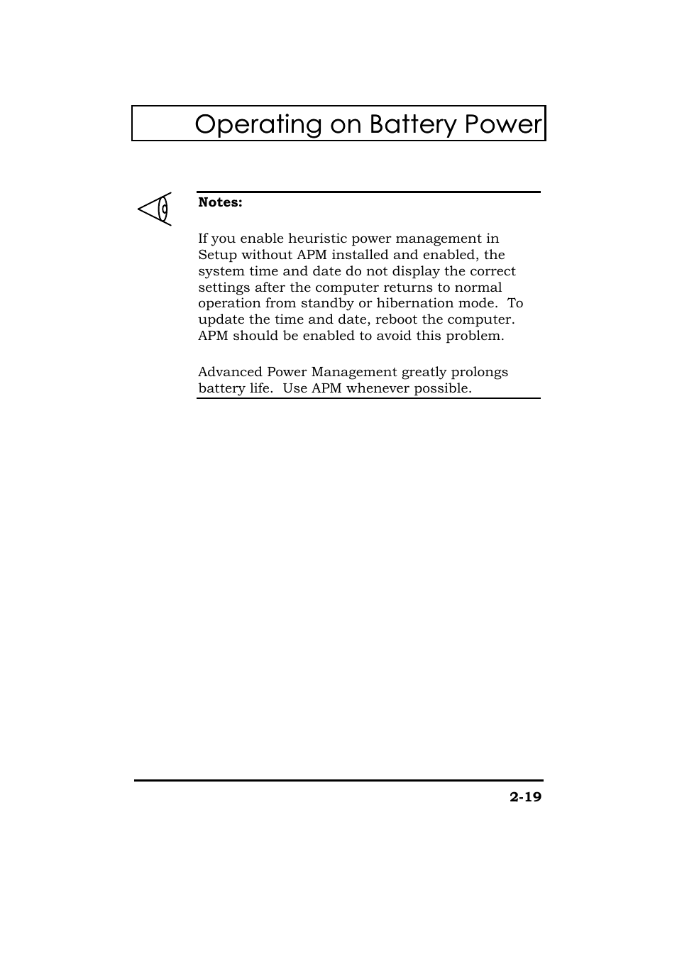 Operating on battery power | Acer 365 Series User Manual | Page 68 / 138