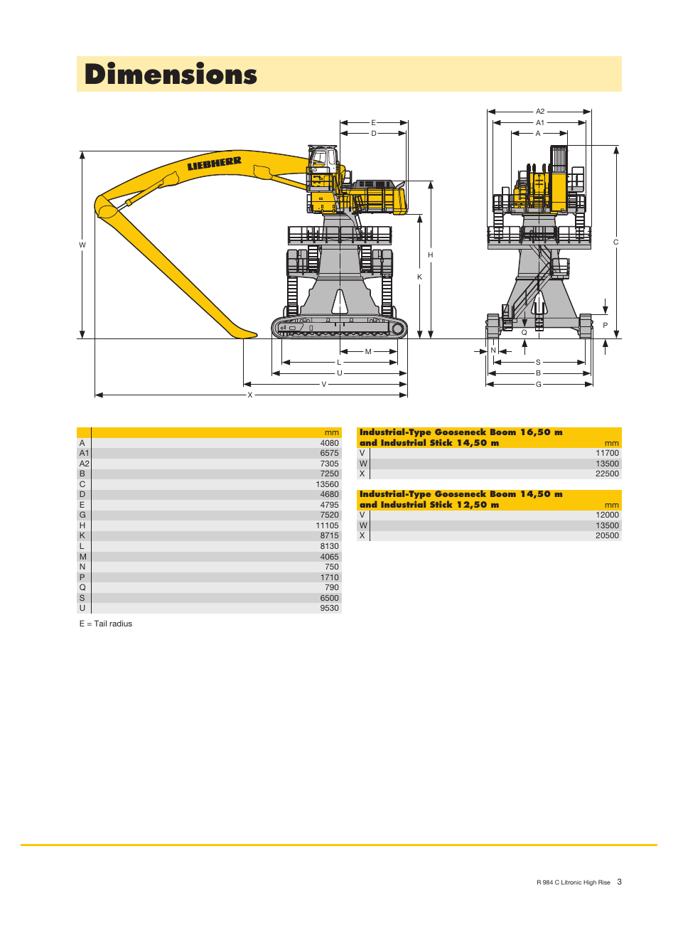 Dimensions | Liebherr R 984 C High Rise Litronic User Manual | Page 3 / 10