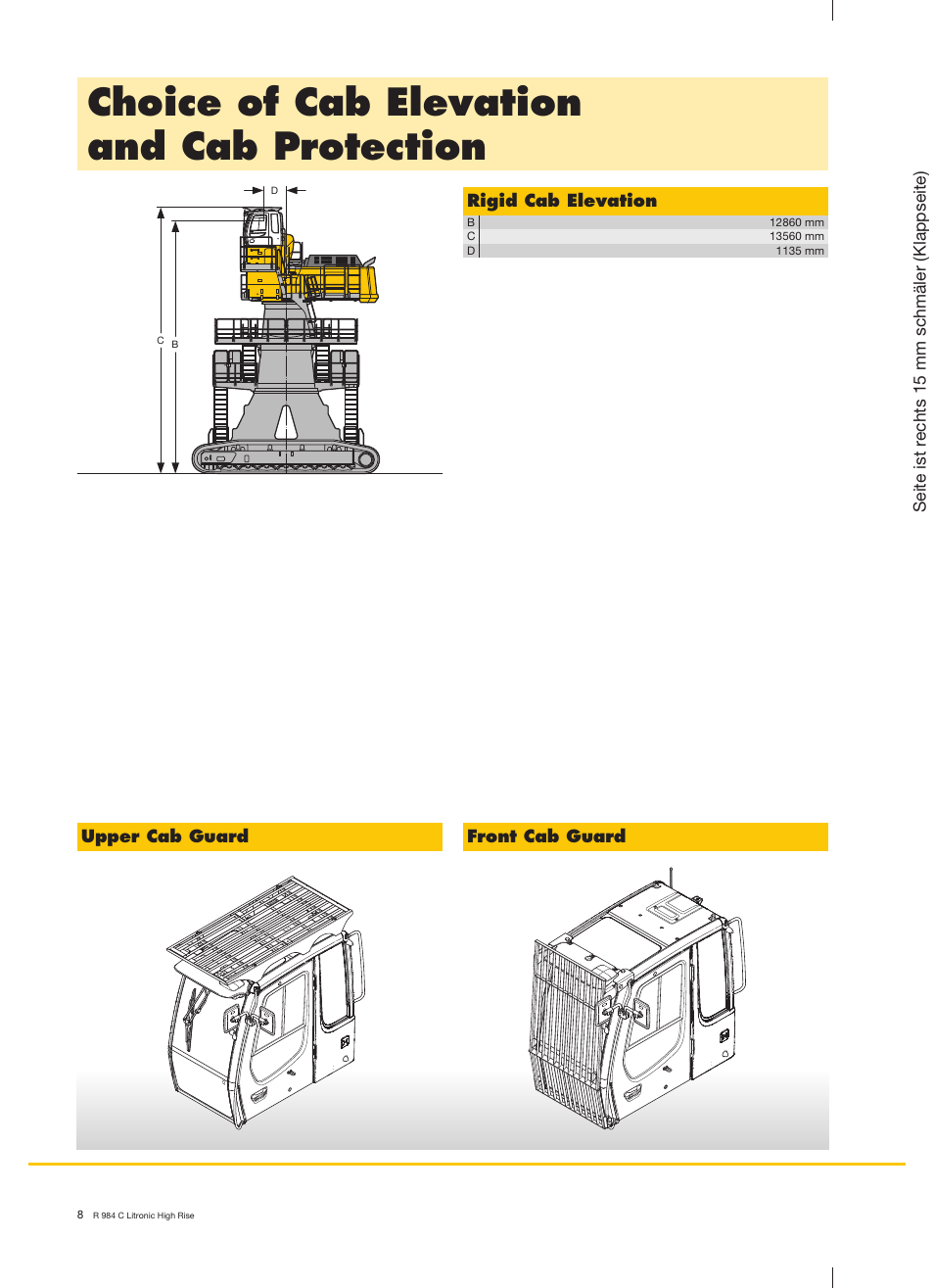 Choice of cab elevation and cab protection | Liebherr R 984 C High Rise Litronic User Manual | Page 8 / 10