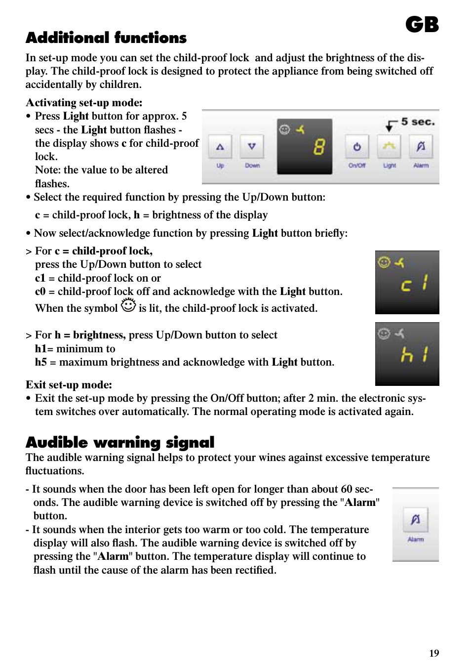 Additional functions, Audible warning signal | Liebherr WKUes 1753 Grand Cru User Manual | Page 7 / 13