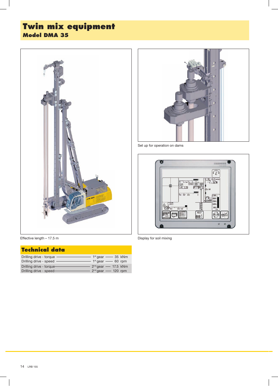 Twin mix equipment, Model dma 35, Technical data | Liebherr LRB 155 User Manual | Page 14 / 16