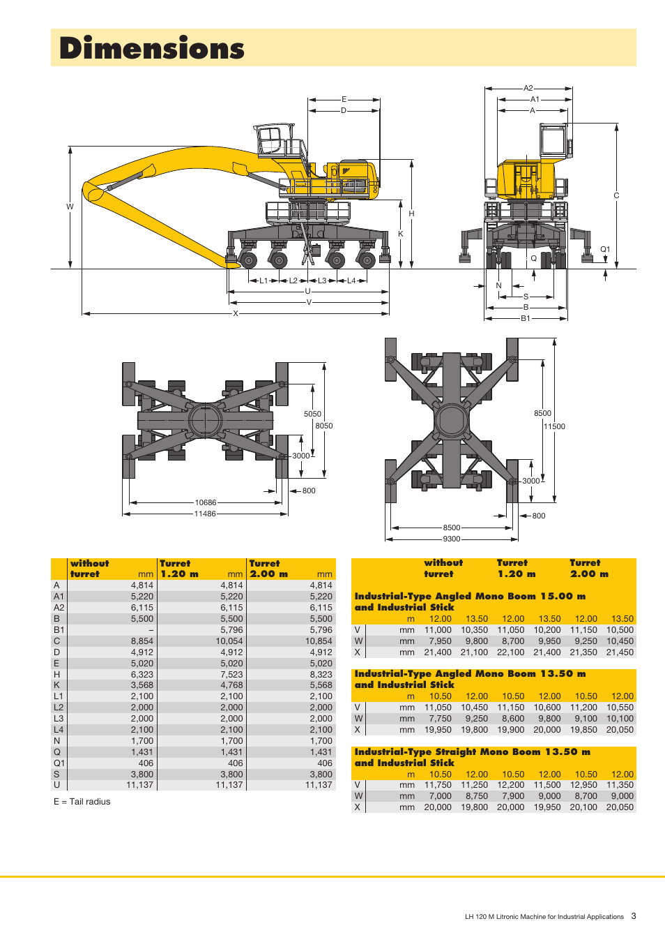 Dimensions | Liebherr LH 120 M High Rise Litronic User Manual | Page 3 / 12