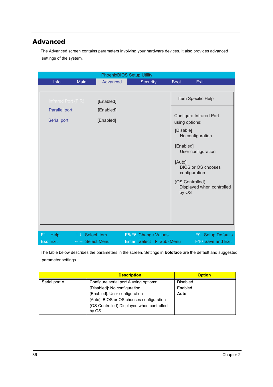 Advanced | Acer 3100 User Manual | Page 42 / 100