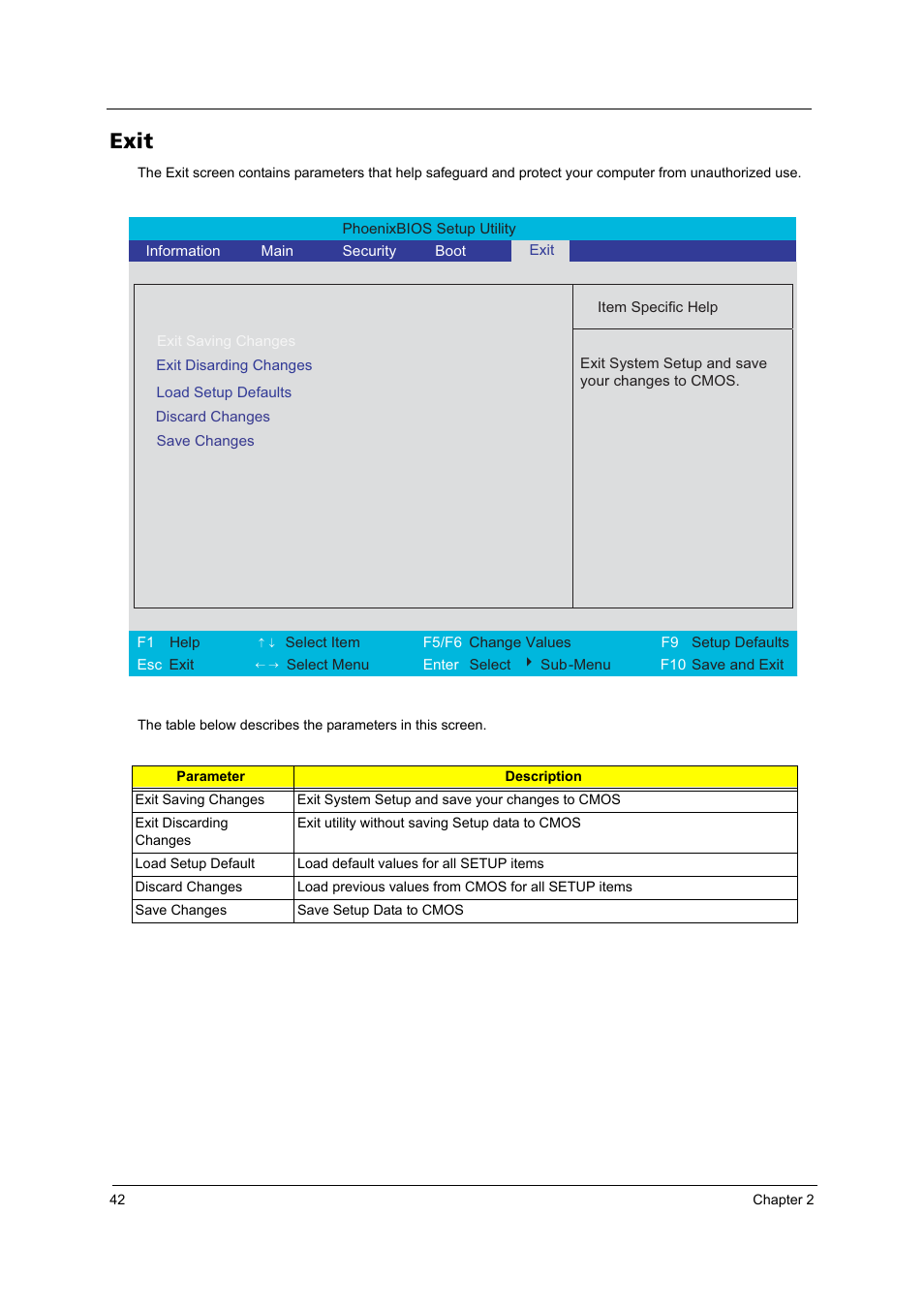 Exit | Acer 3100 User Manual | Page 48 / 100