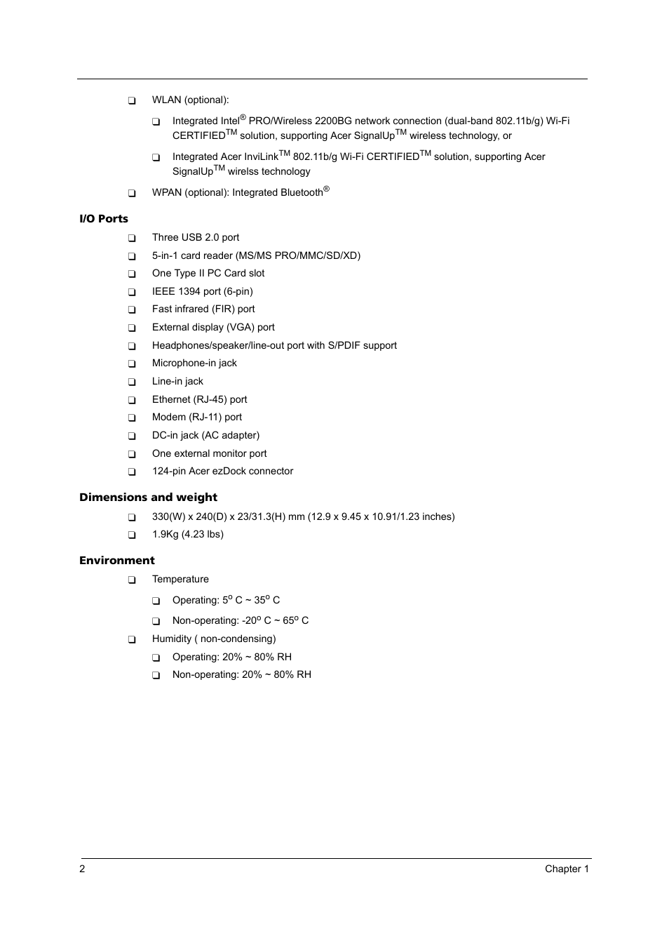 Acer 3100 User Manual | Page 8 / 100